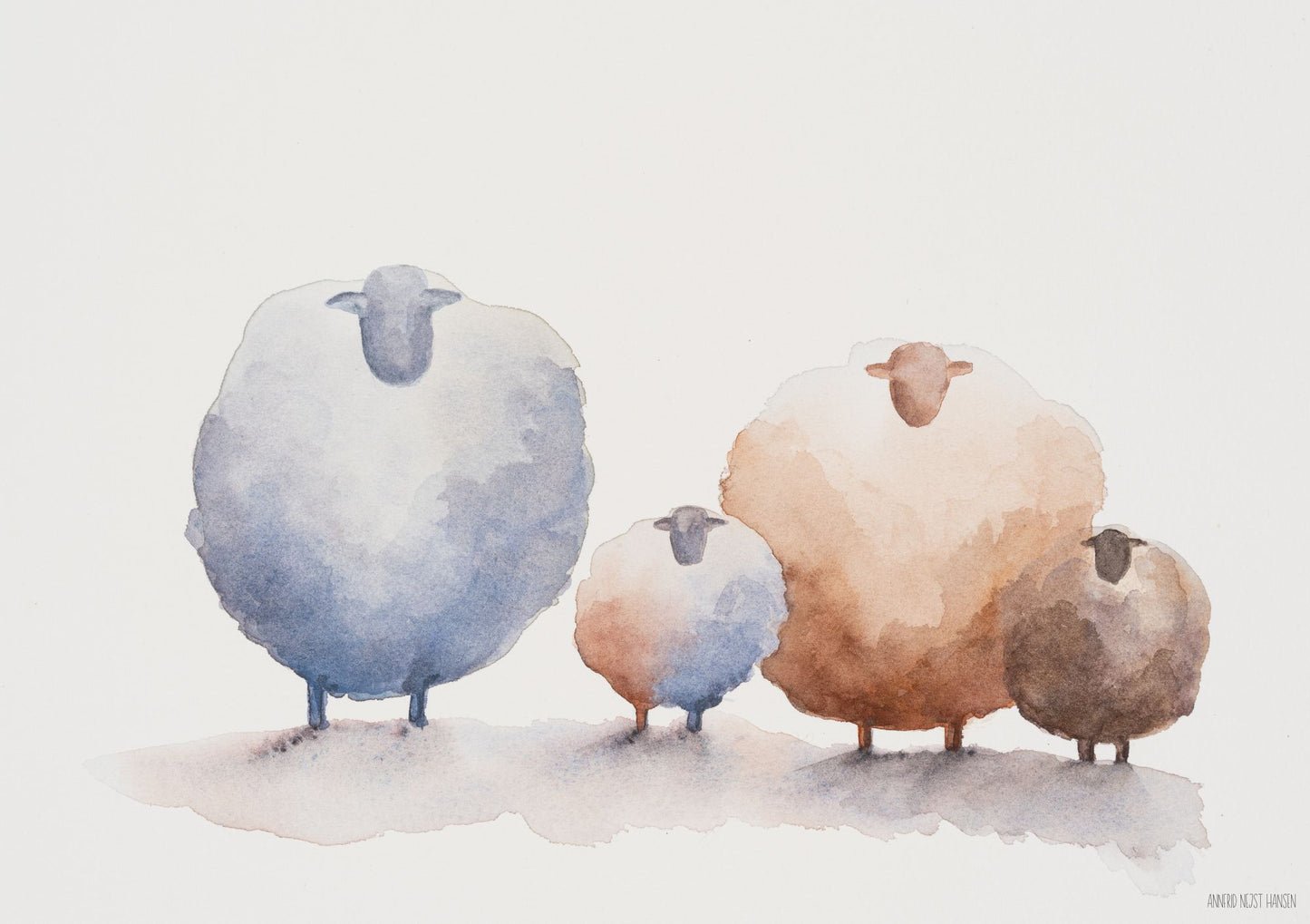 Belonging - The Family | Originalt Akvarelmaleri